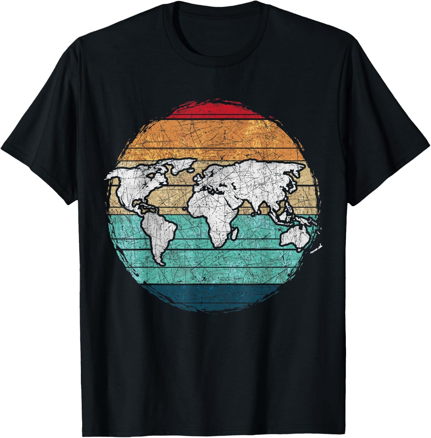 Retro World Map T-Shirt - T-Shirt | Black