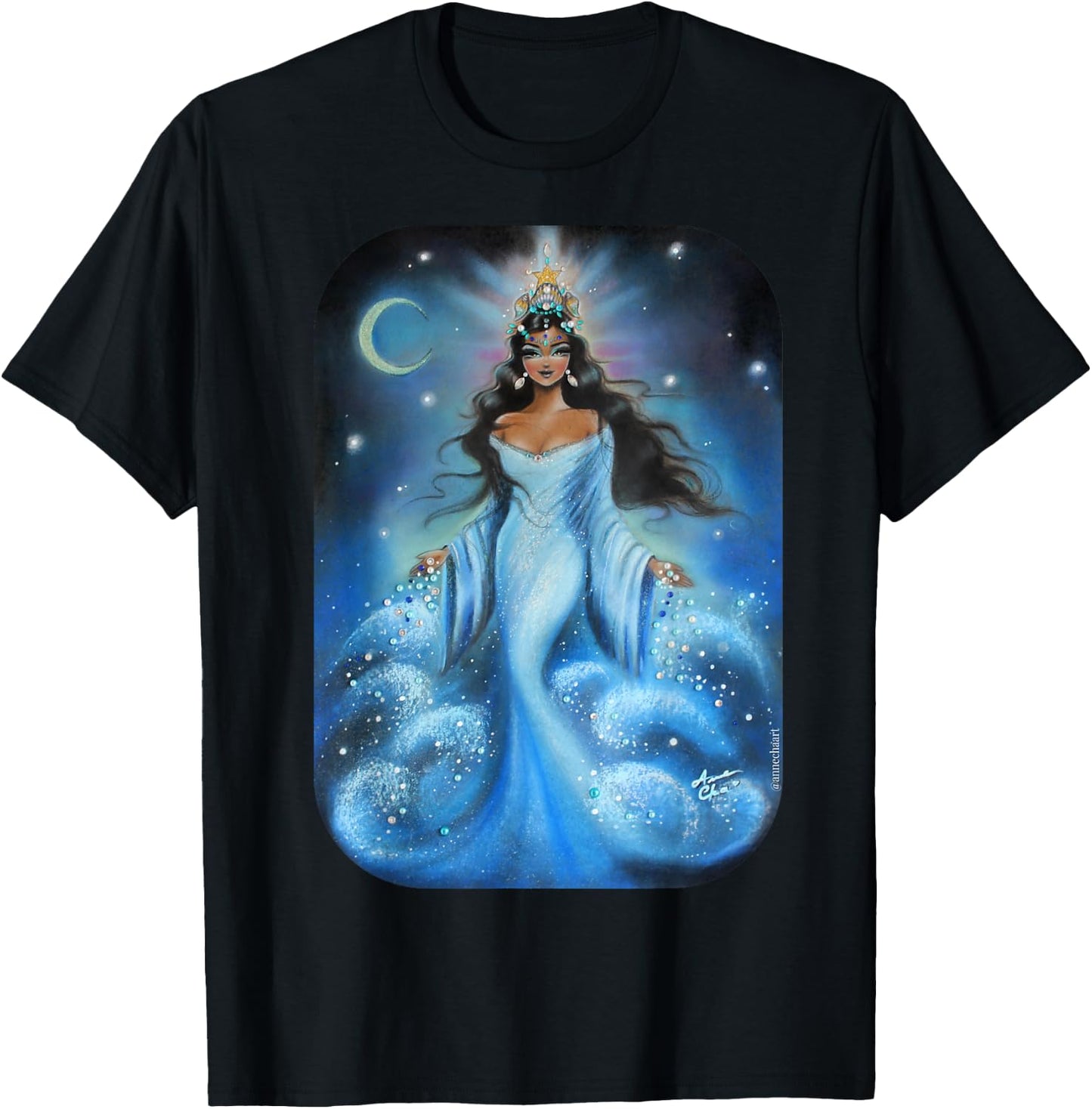 IEMANJA Goddess of Sea Yemaya, Orisha, Umbanda, Ocean Queen T-Shirt - T-Shirt | Black