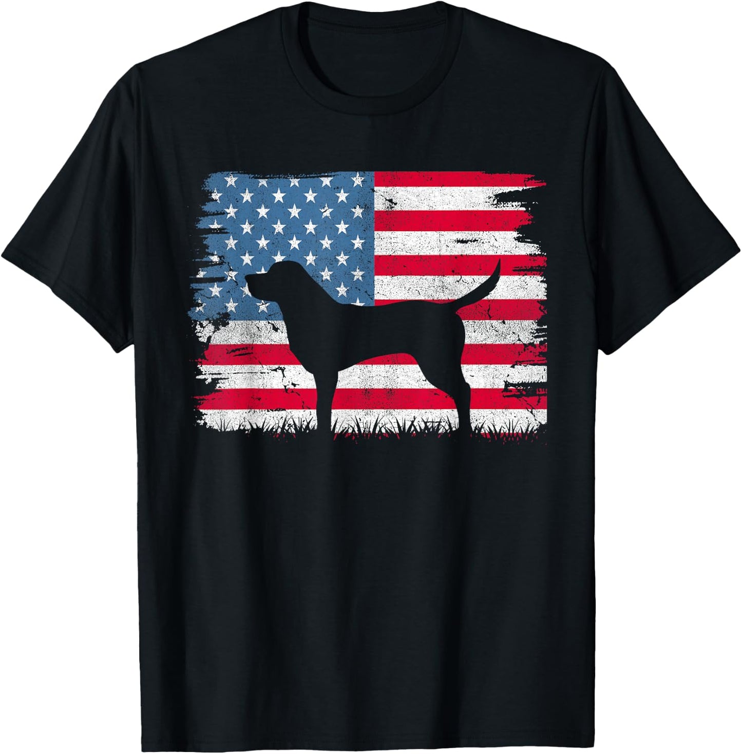 Black Labrador American Flag USA 4th of July Men Women Kids T-Shirt - T-Shirt | Black