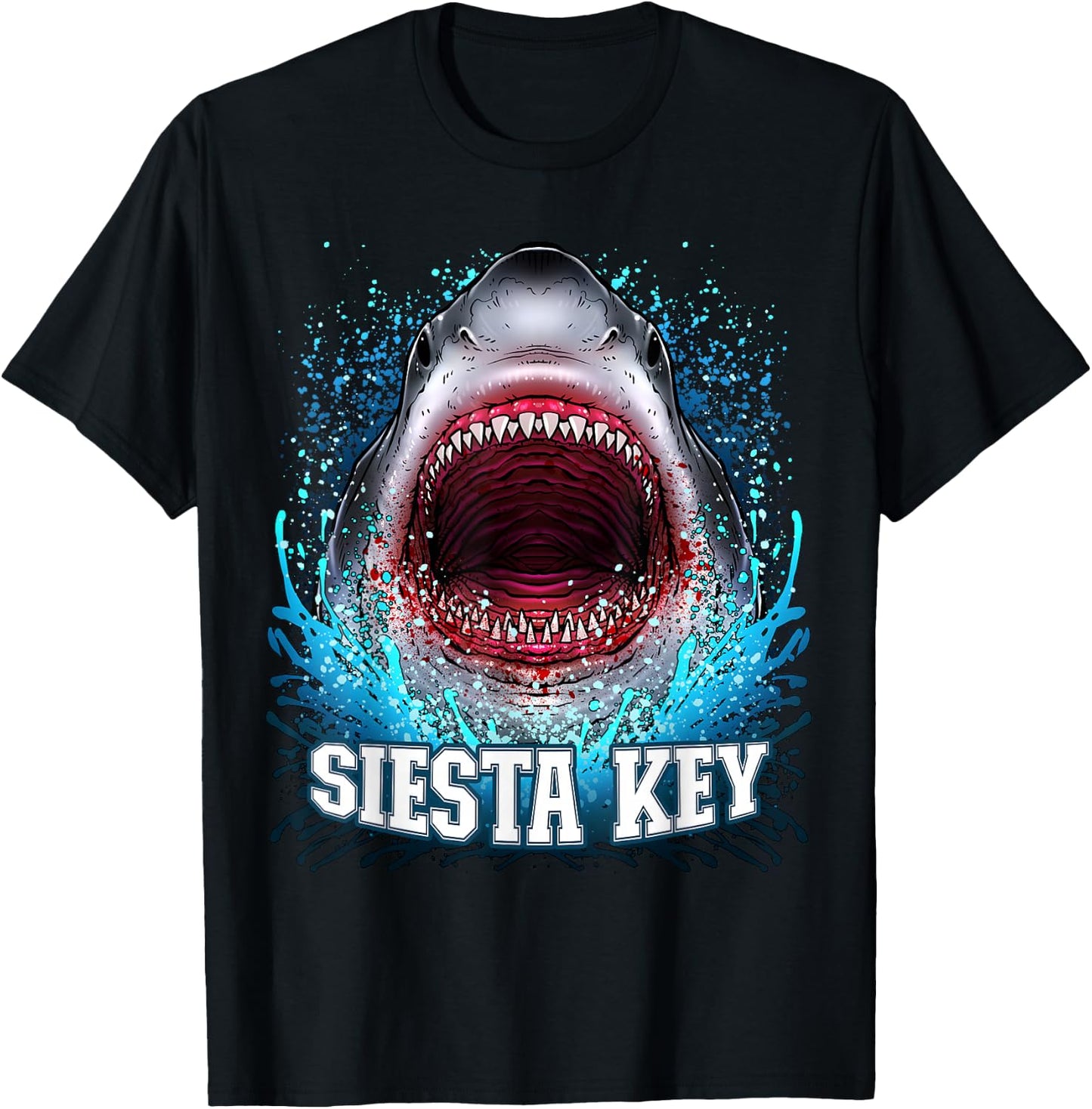 Siesta Key Florida Vacation Great White Shark Beach Trip T-Shirt - T-Shirt | Black