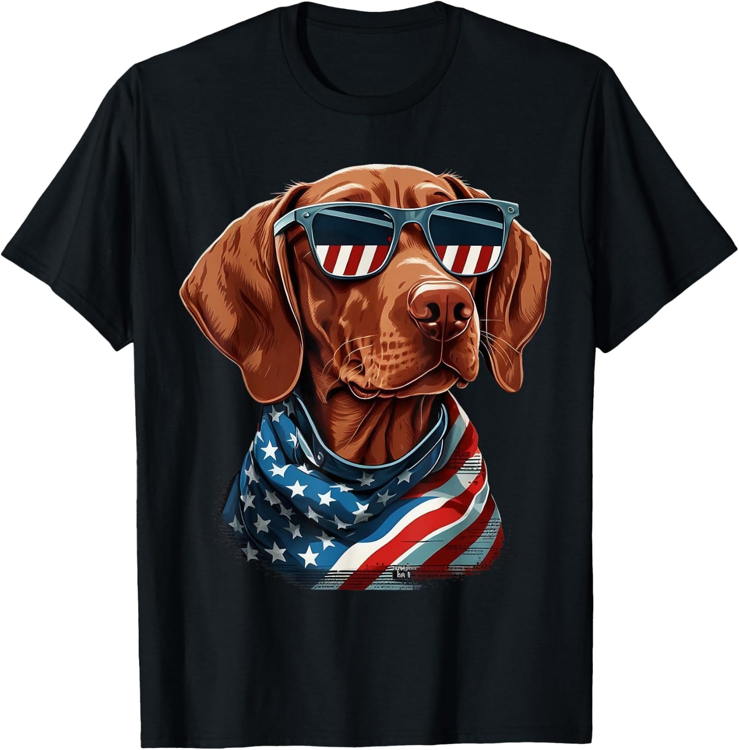 USA 4th Of July Vizsla on Patriotic American Vizsla Kids Men T-Shirt - T-Shirt | Black