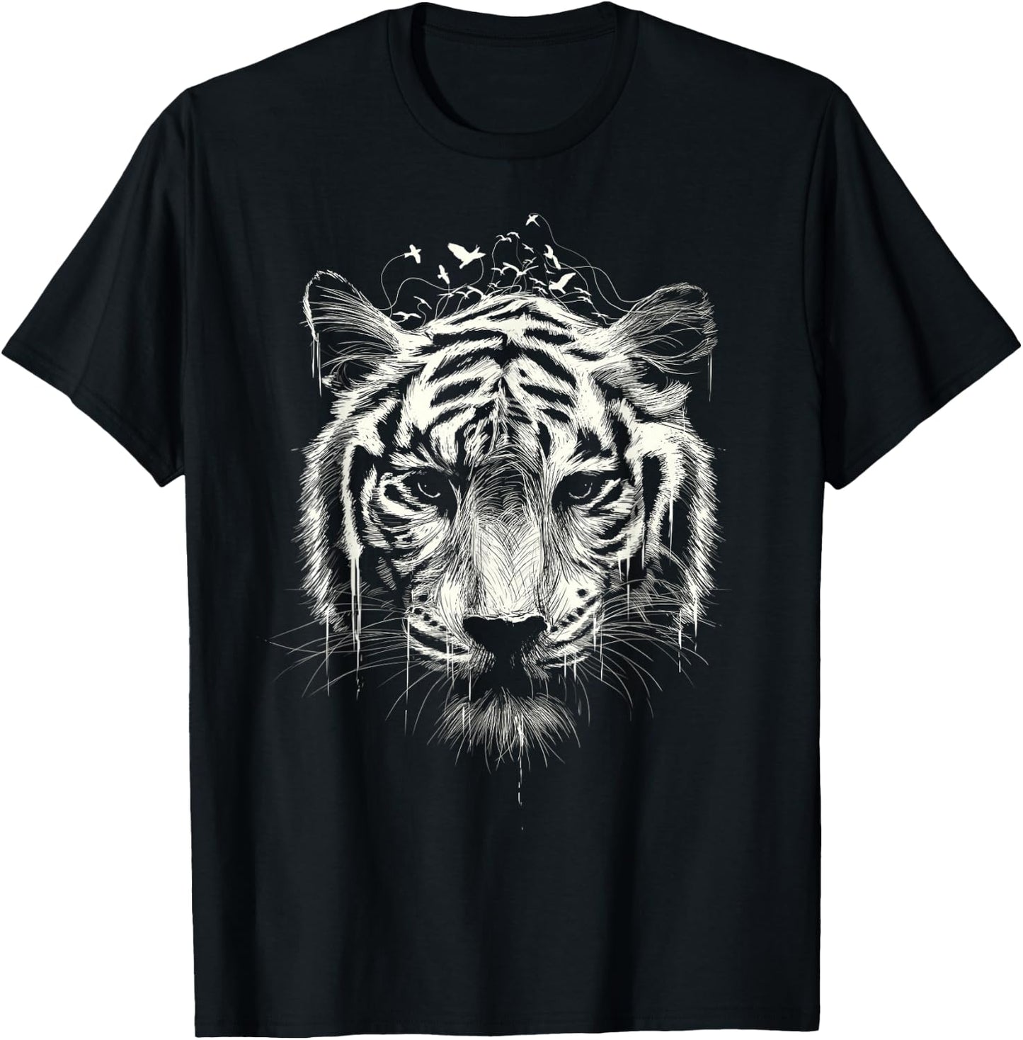 Bengal Tiger Graphic Nature Animal Wildlife Art Vintage T-Shirt - T-Shirt | Black