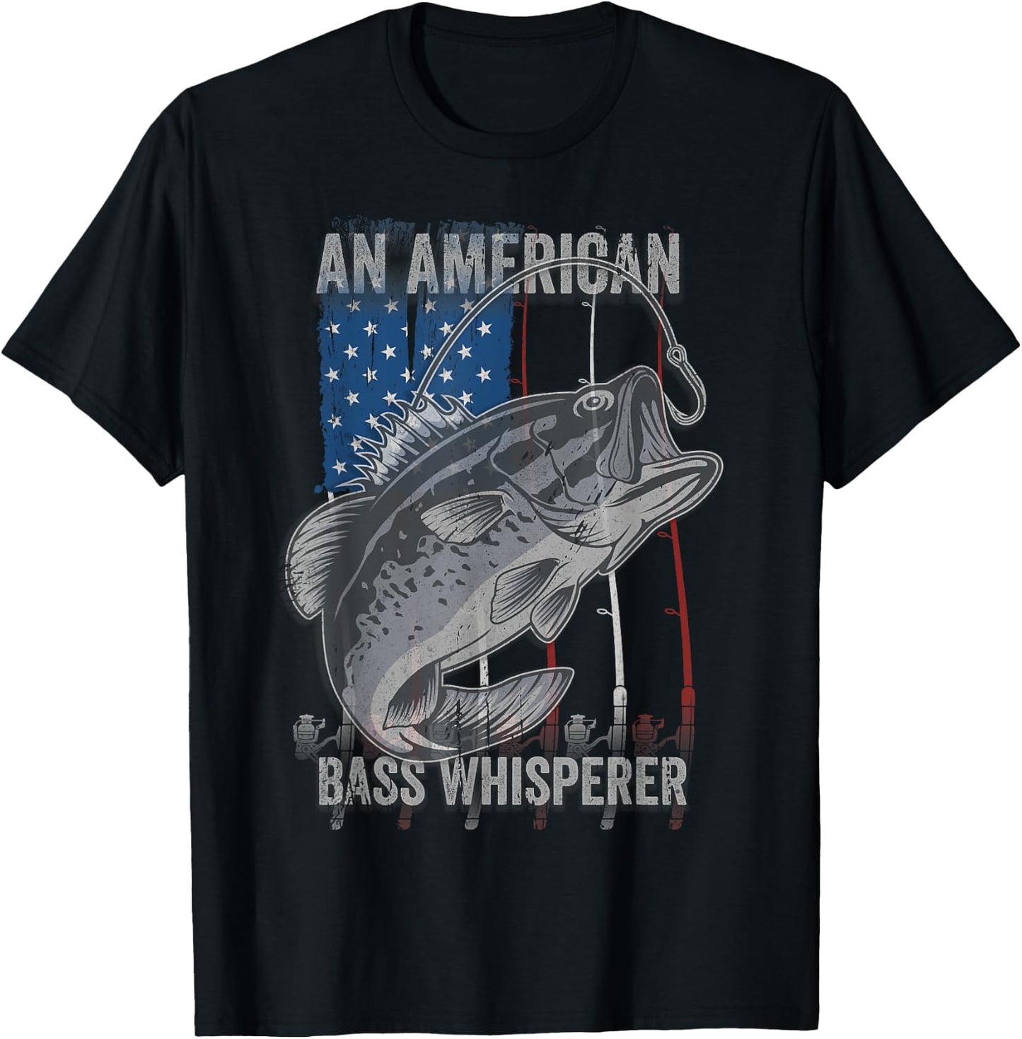 Patriotic anglers American Bass Pro whisperer fisherman T-Shirt - T-Shirt | Black