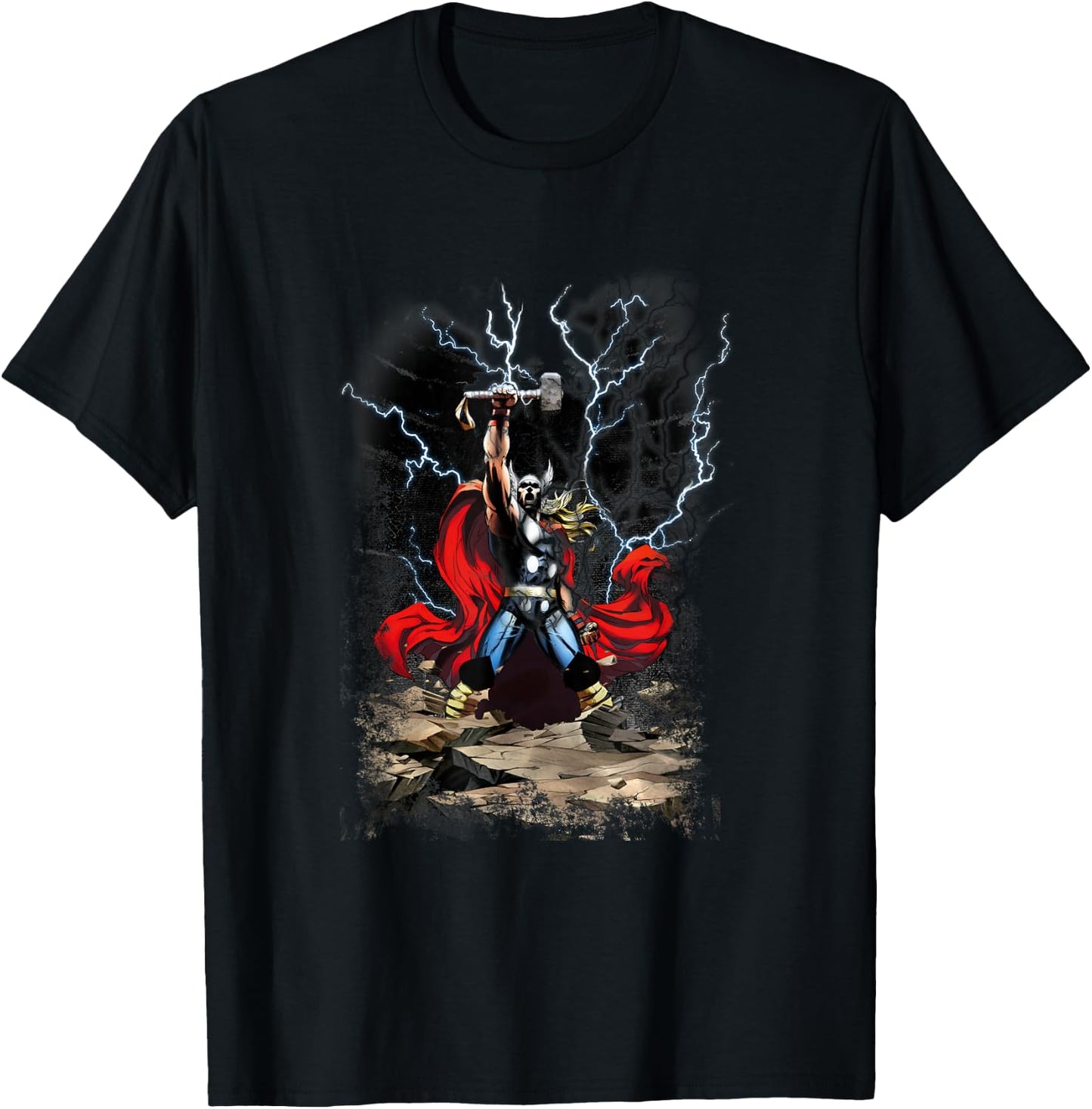Marvel Comics Retro Classic Thor Lightning God Portrait T-Shirt - T-Shirt | Black