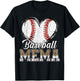 Softball Baseball Mema Heart Leopard Print Mother's Day T-Shirt - T-Shirt | Black