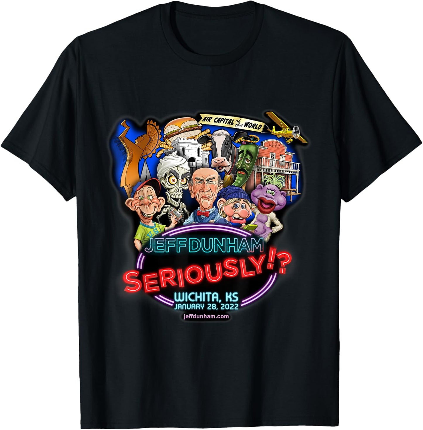 Jeff Dunham Wichita, KS T-Shirt - T-Shirt | Black