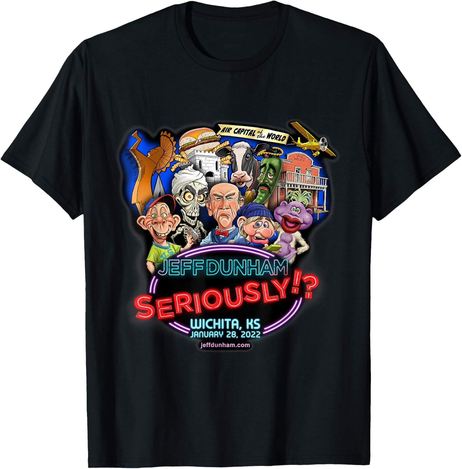 Jeff Dunham Wichita, KS T-Shirt - T-Shirt | Black