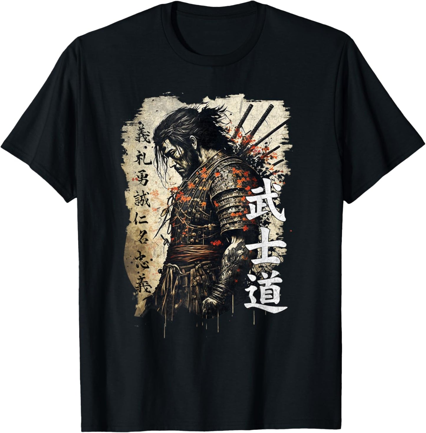 Ancient Japanese Samurai Shirt Bushido Code Warrior Gifts T-Shirt - T-Shirt | Black