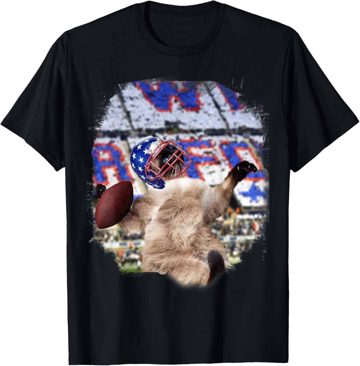 Siamese Cat Playing Football T-Shirt - T-Shirt | Black