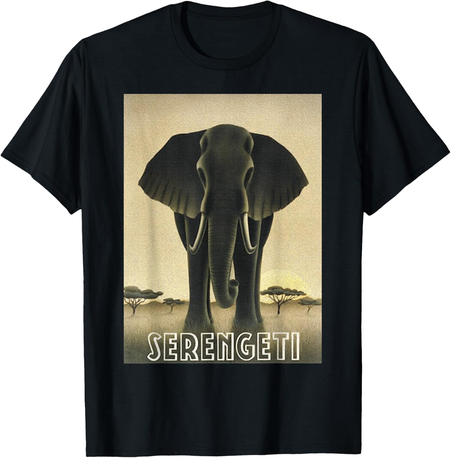 Africa Serengeti Tanzania Majestic African Elephant T-Shirt - T-Shirt | Black