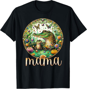 Butterfly Mom Baby Alligator Crocodile Mama - Mother's Day T-Shirt - T-Shirt | Black