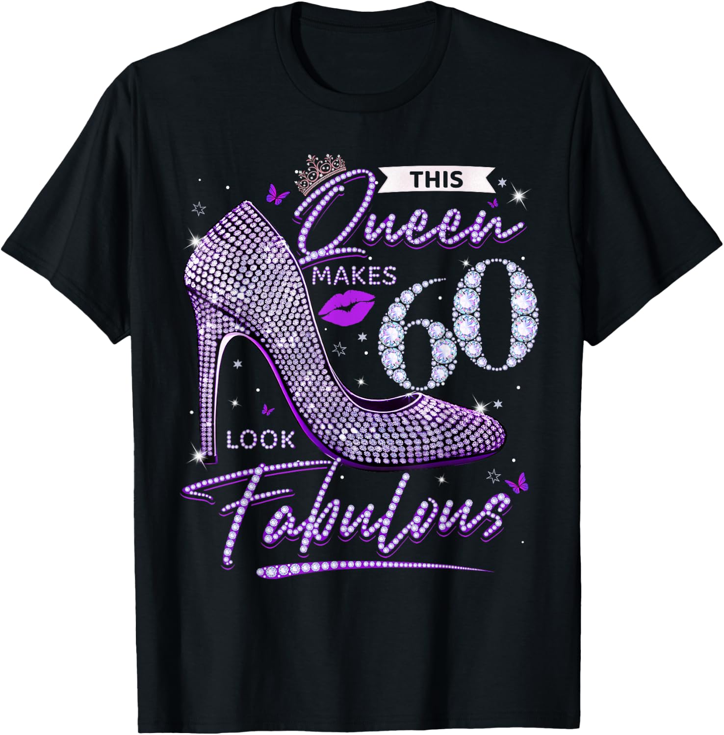 This Queen Makes 60 Looks Fabulous Shirt 60th Birthday Women T-Shirt - T-Shirt | Black