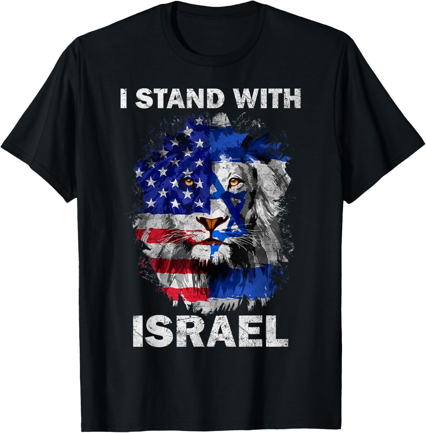 I Stand With Israel Vintage USA Israel Flag T-Shirt - T-Shirt | Black