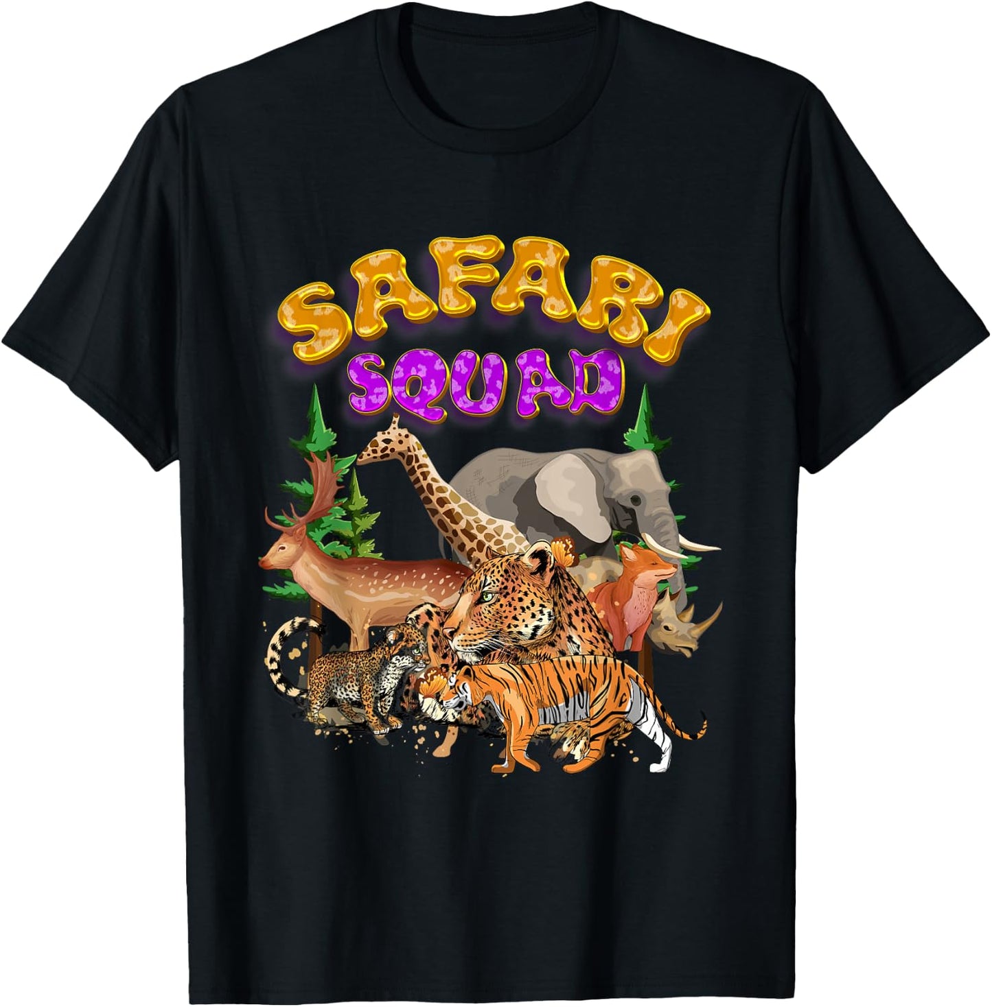 Safari Squad Animals Zoo Lovers Wildlife Jungle Zoologist T-Shirt - T-Shirt | Black