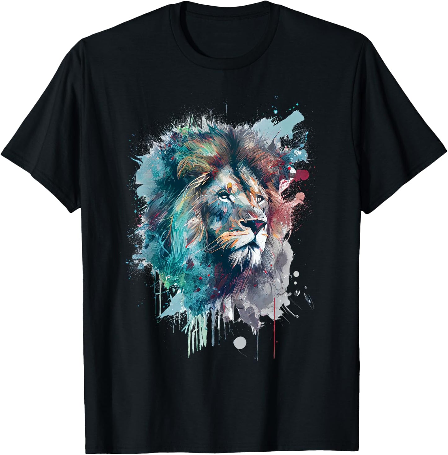 Lion Colorful Design T-Shirt - T-Shirt | Black