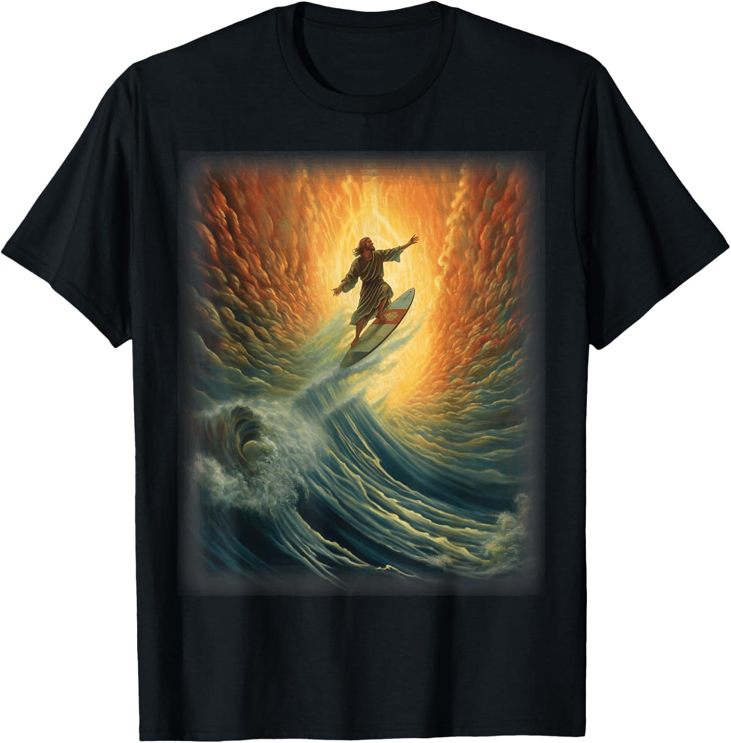 Jesus Surfer Heaven Wave Surfing Christian Surf Beach Summer Men Women Kids T-Shirt - T-Shirt | Black