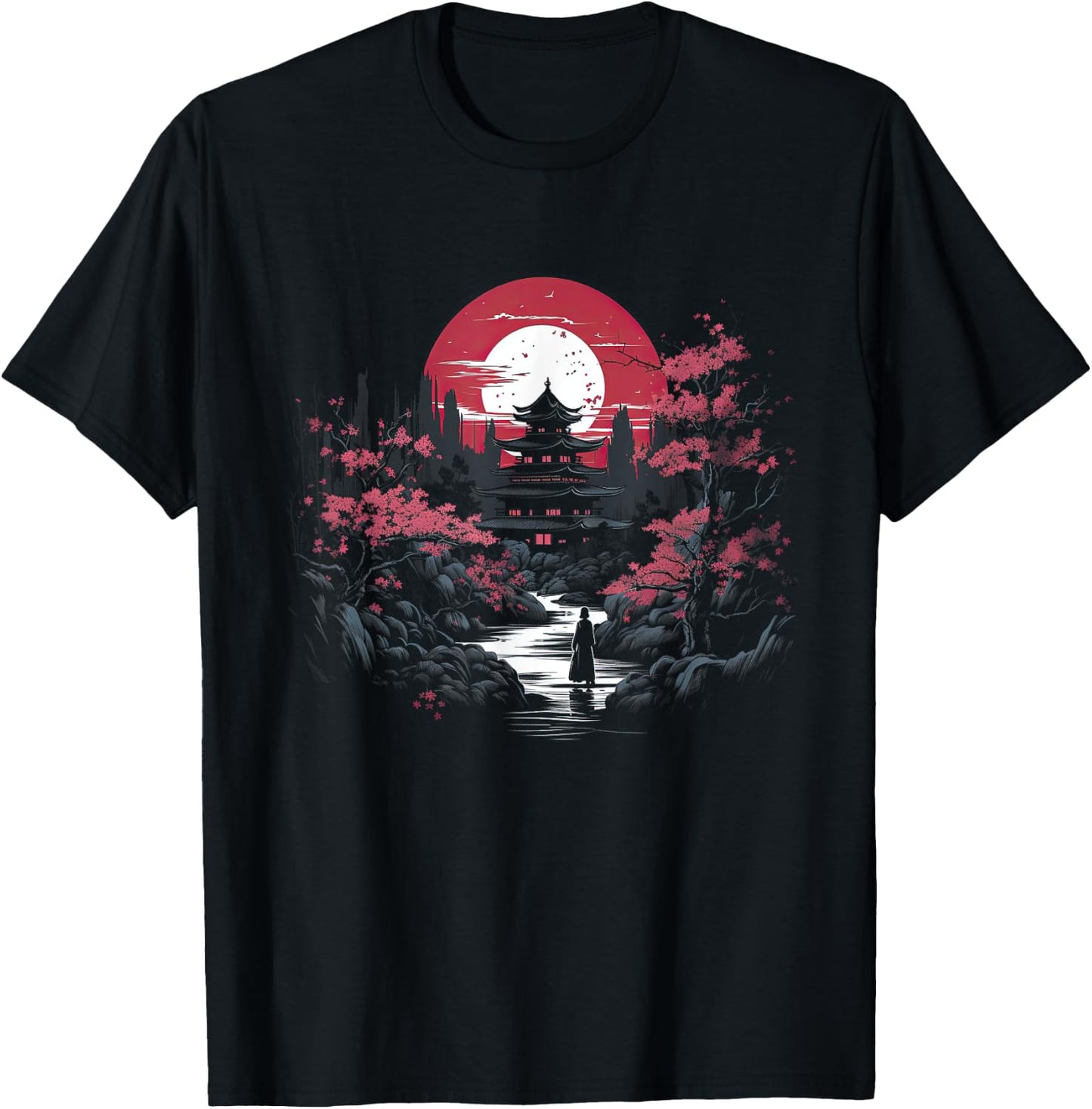 Japanese Landscape Cherry blossoms Martial arts T-Shirt - T-Shirt | Black