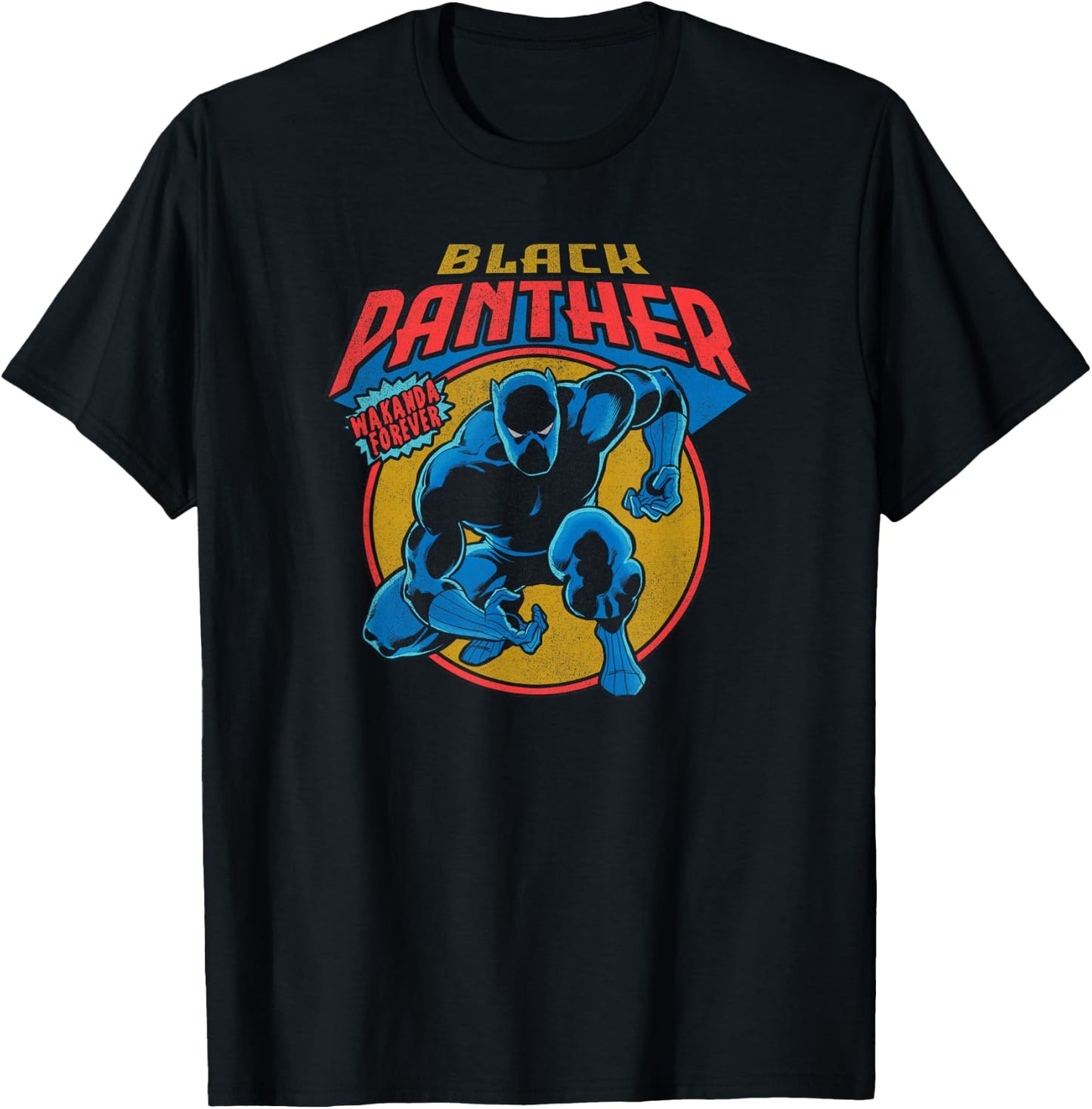 Marvel Avengers Vintage Black Panther Comic Wakanda Forever T-Shirt - T-Shirt | Black