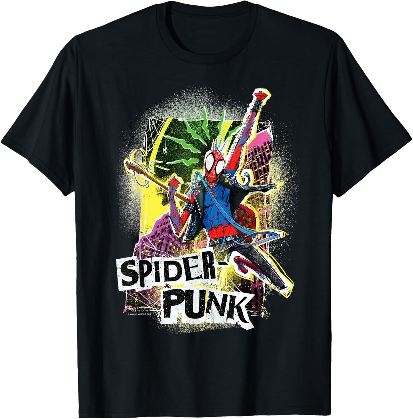 Marvel Spider-Man: Across The Spider-Verse Spider-Punk Pose T-Shirt - T-Shirt | Black