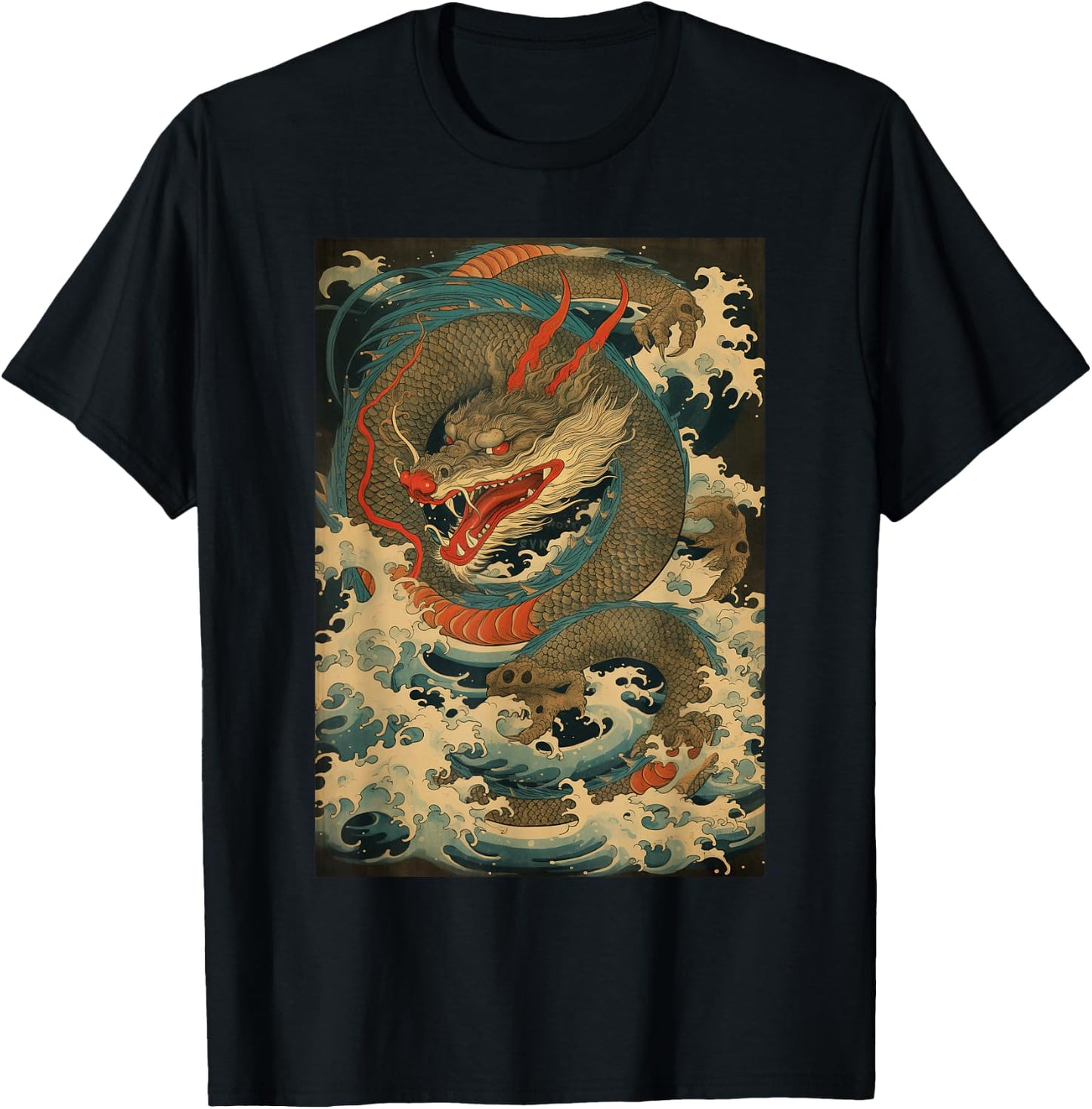 Vintage Dragon Japanese Graphical Art Retro Tattoo T-Shirt - T-Shirt | Black