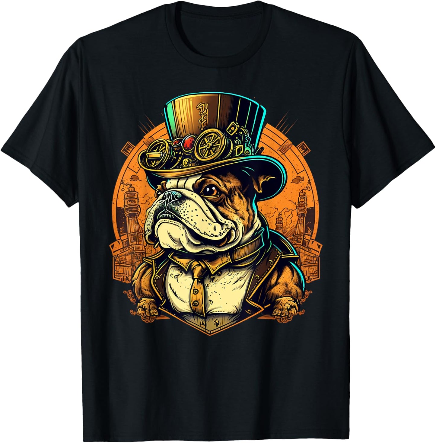 Steampunk Bulldog Women Kids T-Shirt - T-Shirt | Black