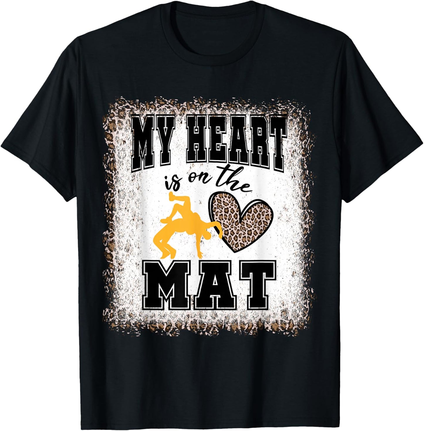 Wrestling Mom My Heart is On The Mat T-Shirt - T-Shirt | Black