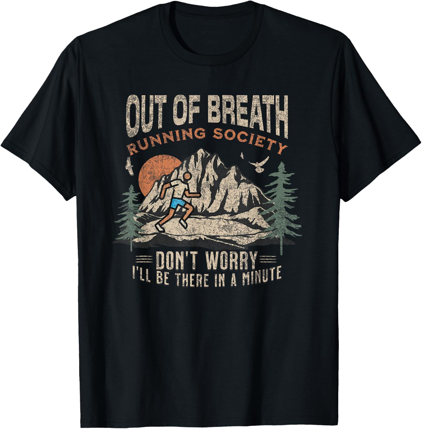 Funny Out of Breath Running Society Don't Worry for Runners T-Shirt - T-Shirt | Black