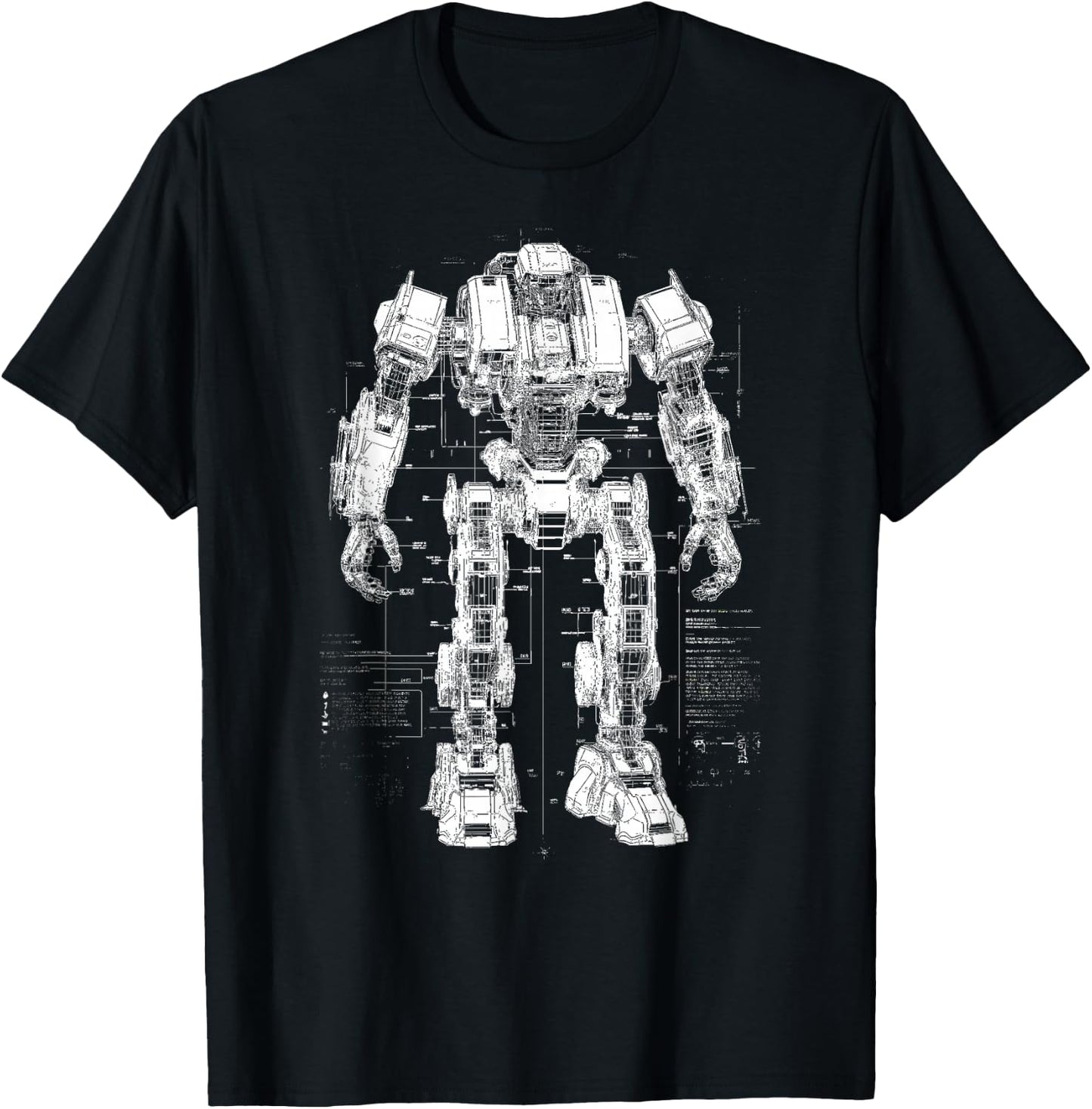 Mech Robot Design/Sketch/Drawing T-Shirt - T-Shirt | Black
