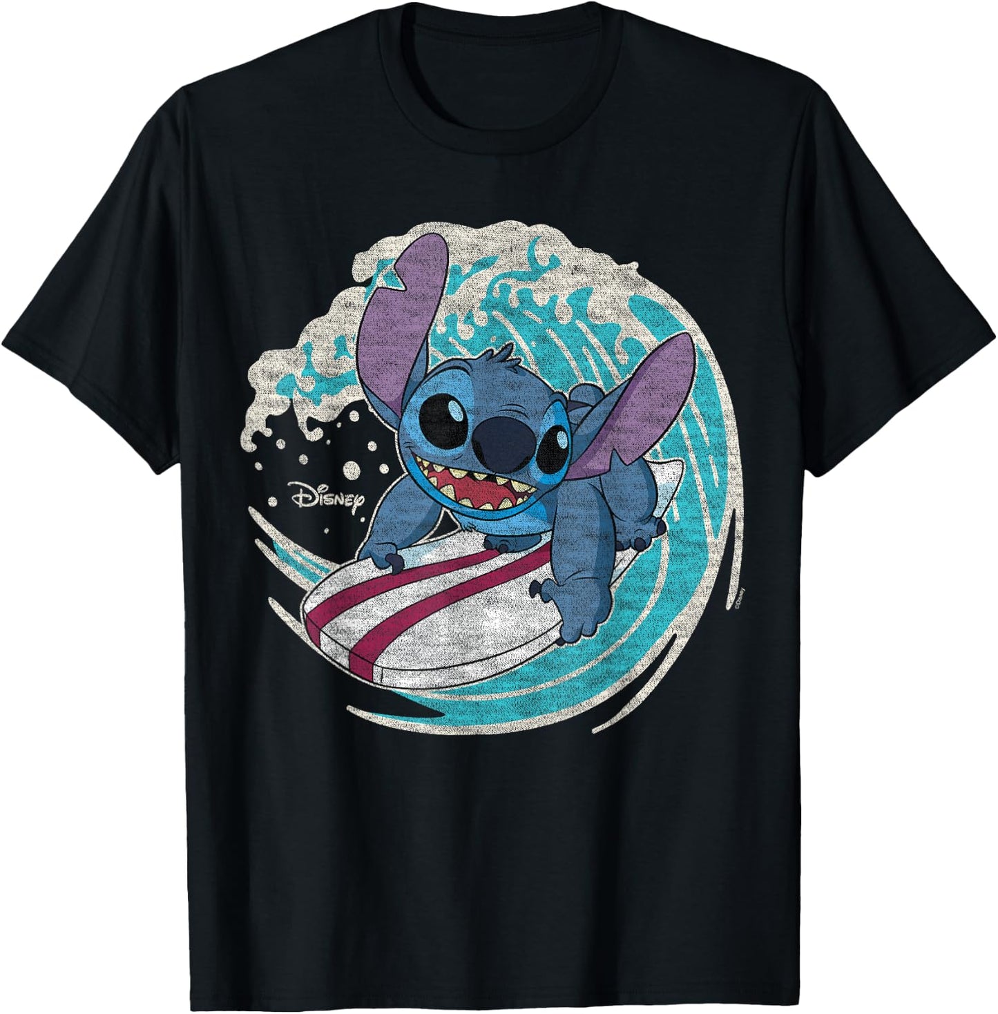 Lilo & Stitch - Stitch Surf T-Shirt - T-Shirt | Black