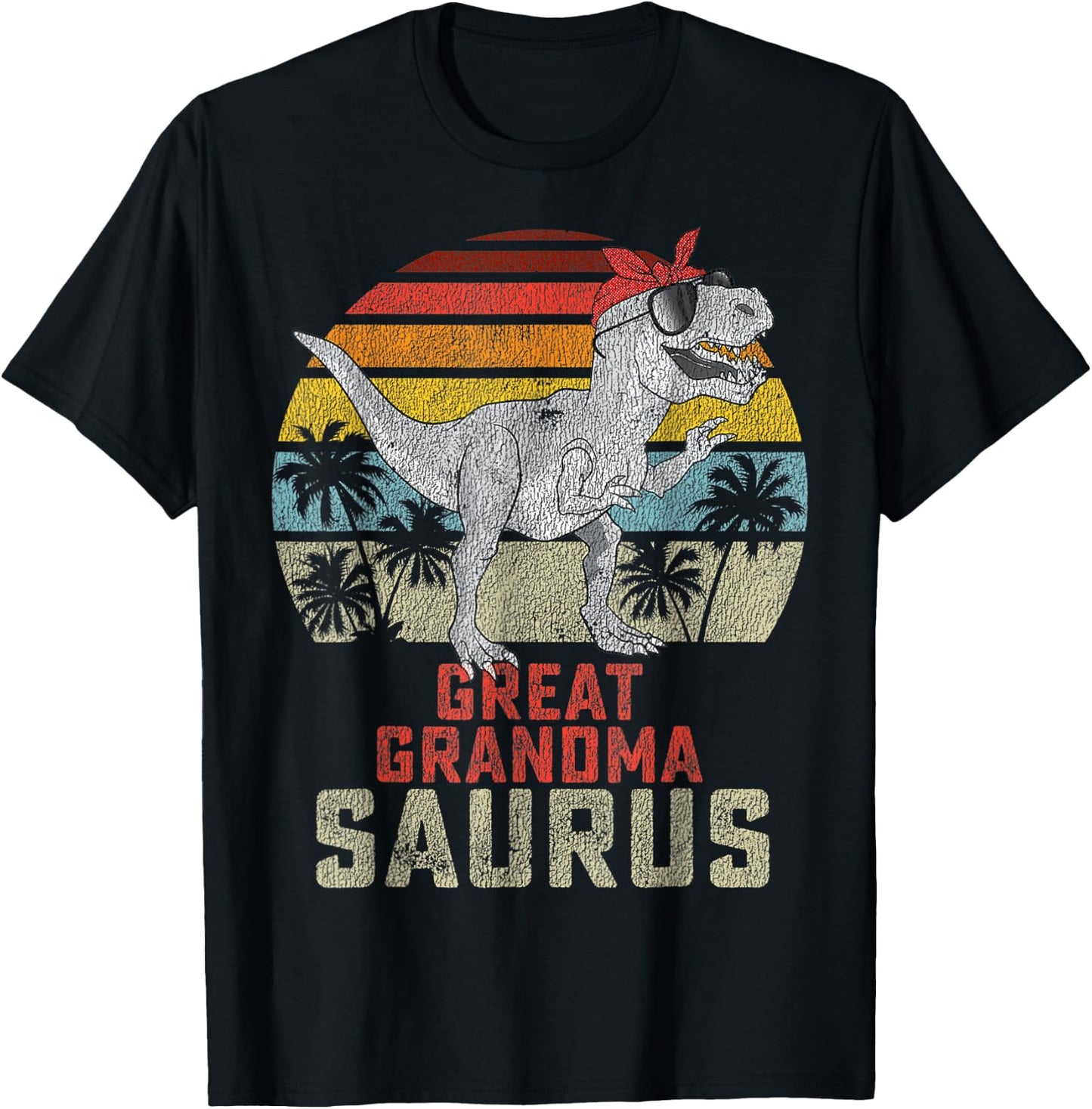 Grandmasaurus T Rex Dinosaur Great Grandma Saurus Family T-Shirt - T-Shirt | Black