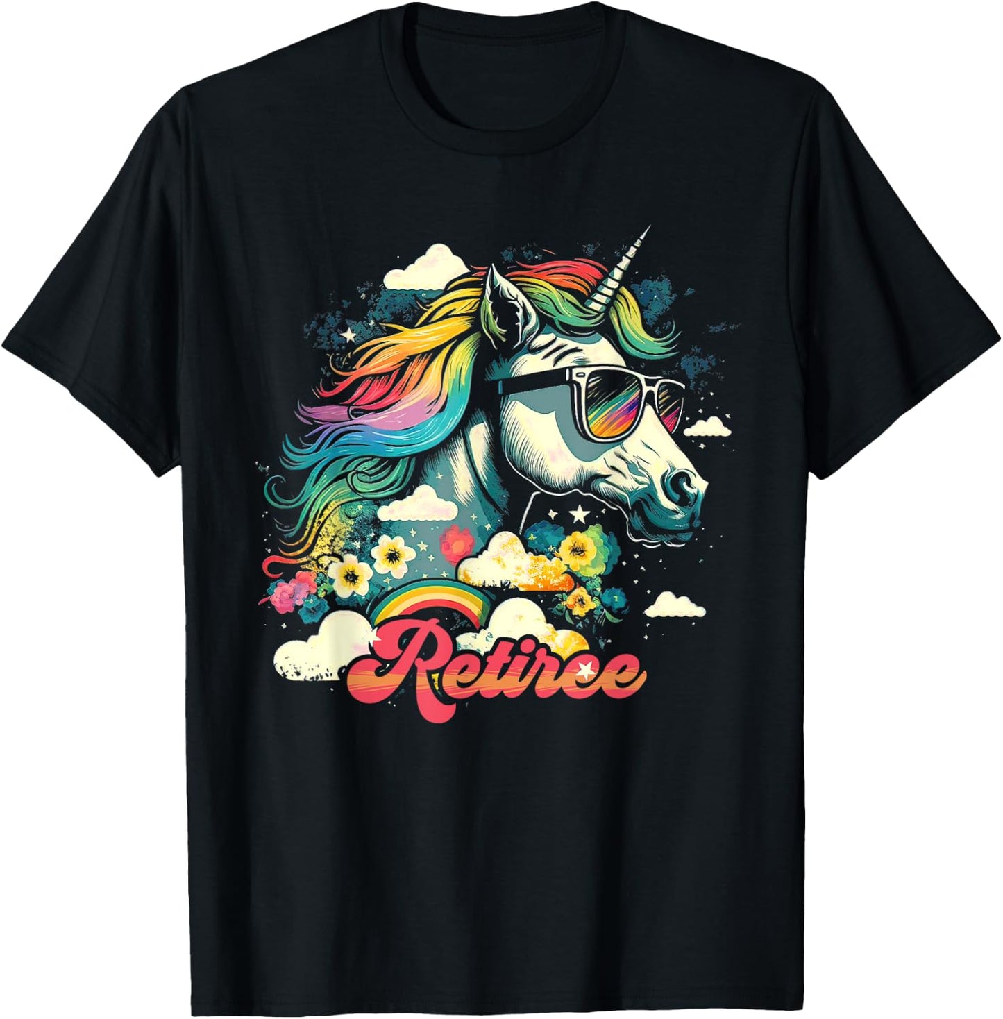 Rainbow Unicorn Retiree | Retirement T-Shirt - T-Shirt | Black