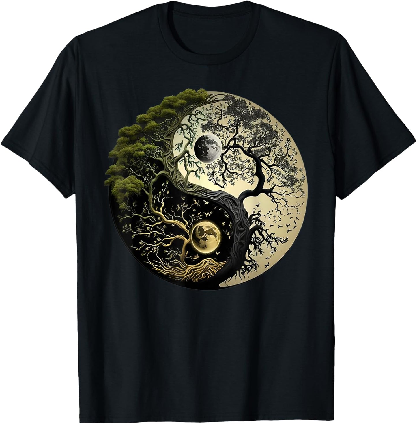 Yin Yang Tree of Life Funny T-Shirt - T-Shirt | Black
