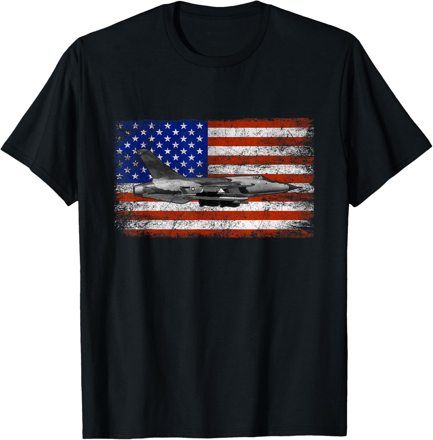 F-105 Thunderchief Airplane Vintage Flag T-Shirt - T-Shirt | Black