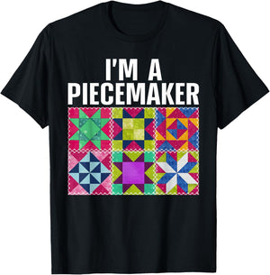 Funny Quilting Art For Quilter Sewer Women Moms Piecemaker T-Shirt - T-Shirt | Black