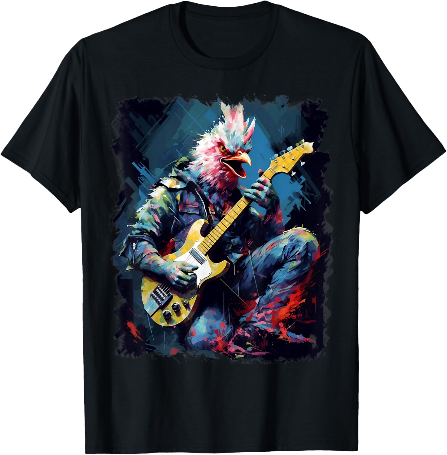 Rock Guitar Chicken Guitarist T-Shirt - T-Shirt | Black