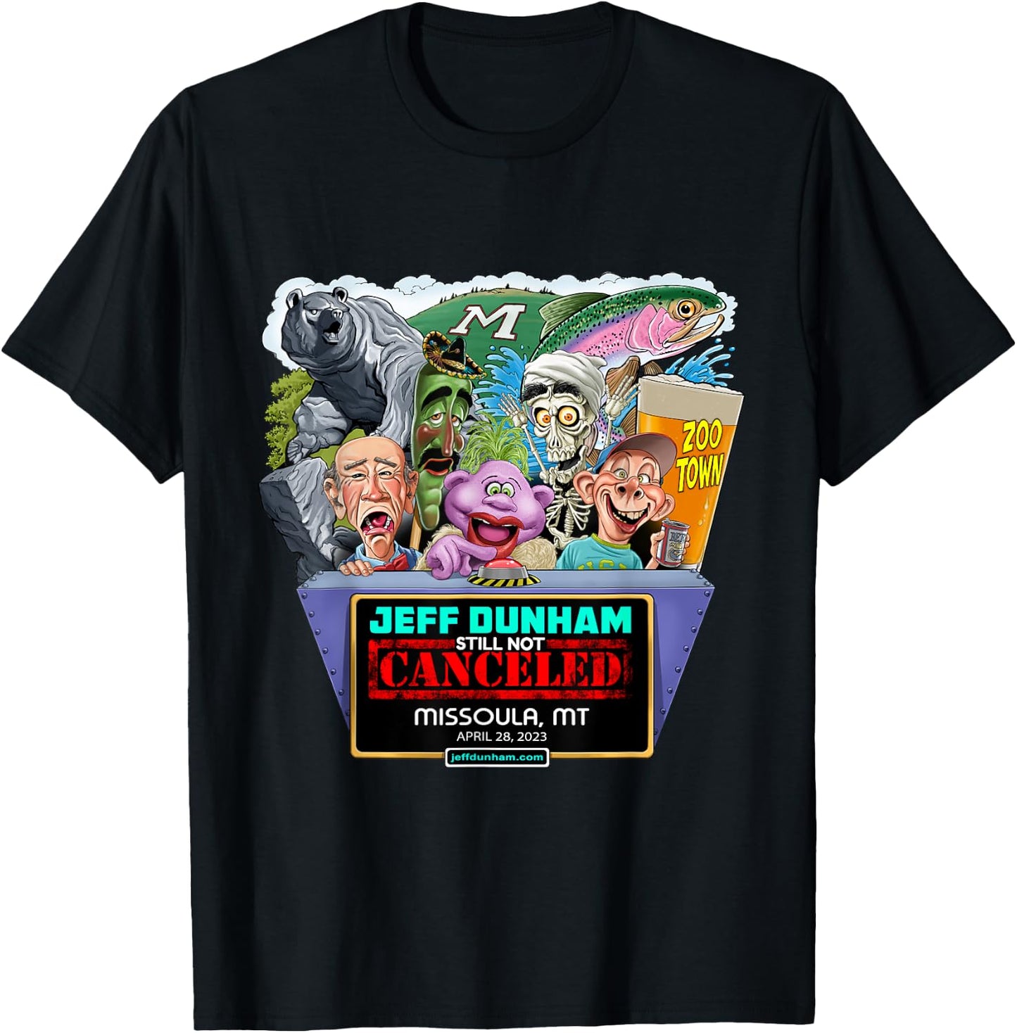 Jeff Dunham Missoula, MT (2023) T-Shirt - T-Shirt | Black