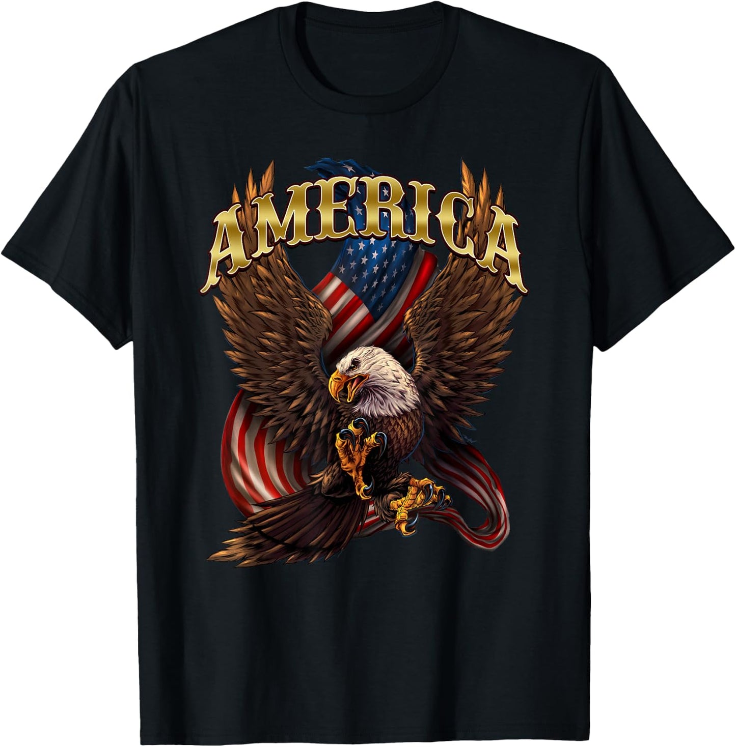 Patriotic America Design With Eagle And American Flag T-Shirt - T-Shirt | Black