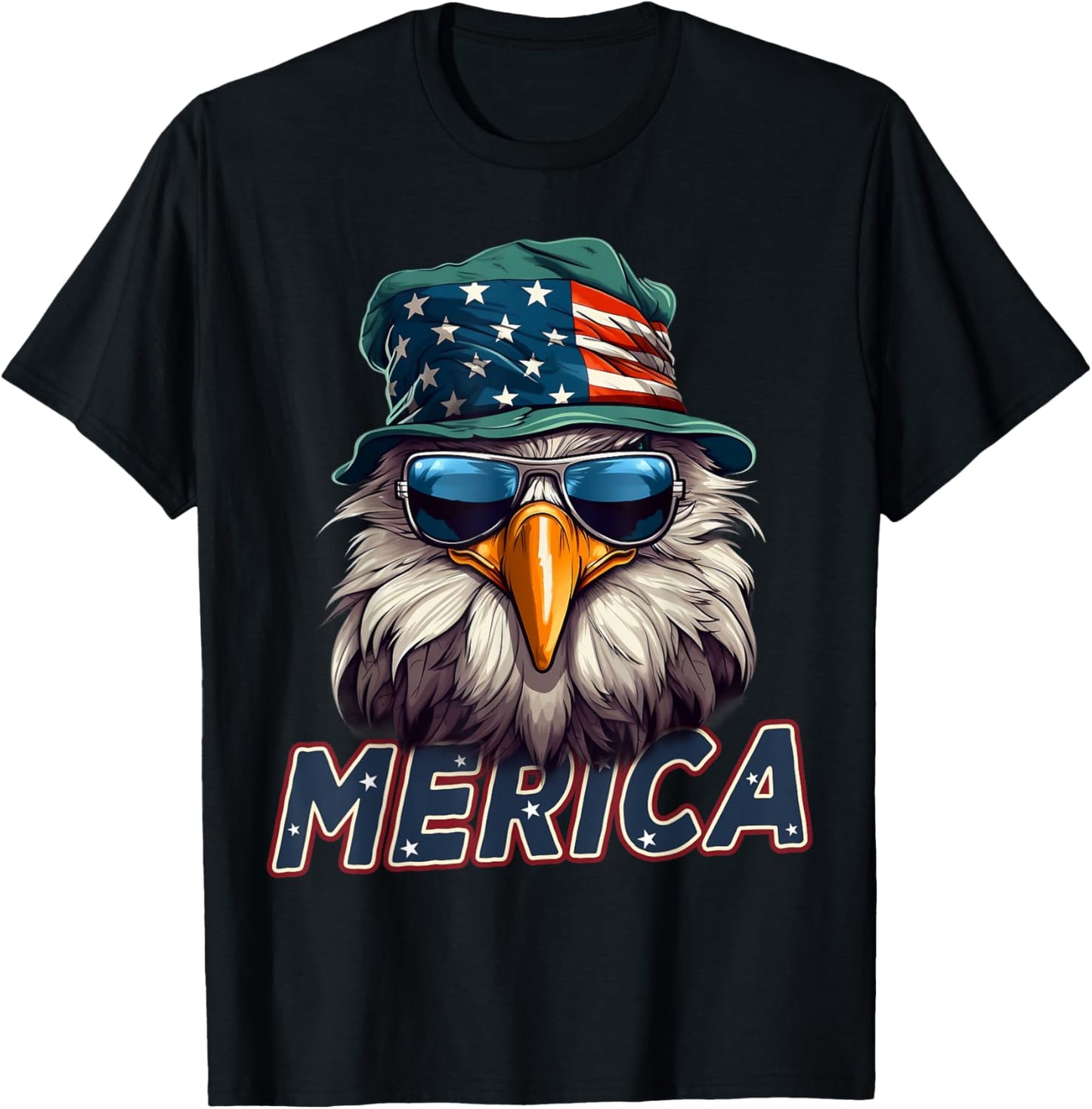 USA American Flag Patriotic Eagle 4th of July T-Shirt - T-Shirt | Black