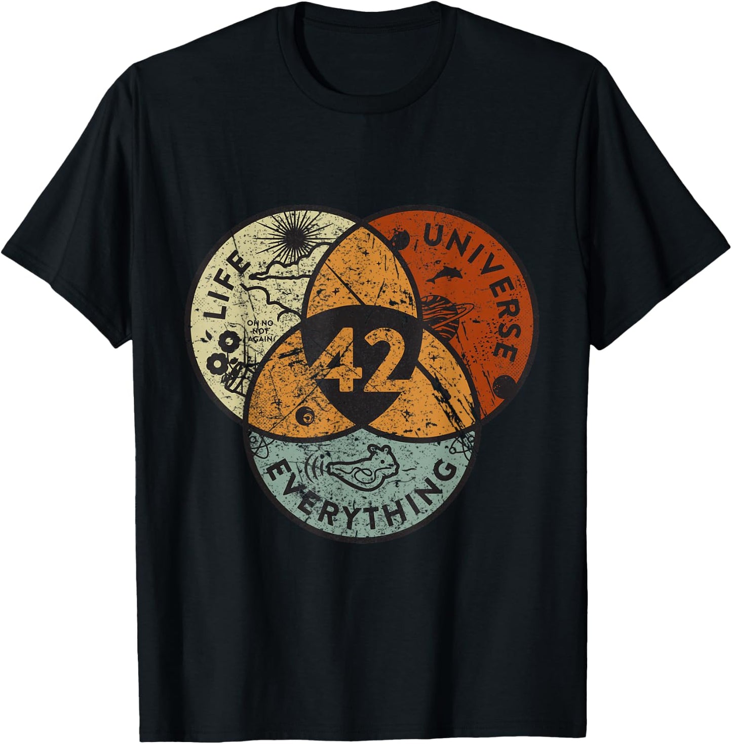 Venn Diagram Life The Universe And Everything - 42 Life T-Shirt - T-Shirt | Black