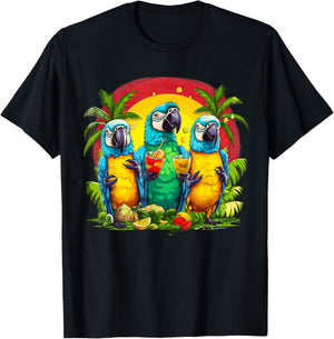Parrots Drinking Margarita Hawaiian On Summer Vacation Birds Women T-Shirt - T-Shirt | Black