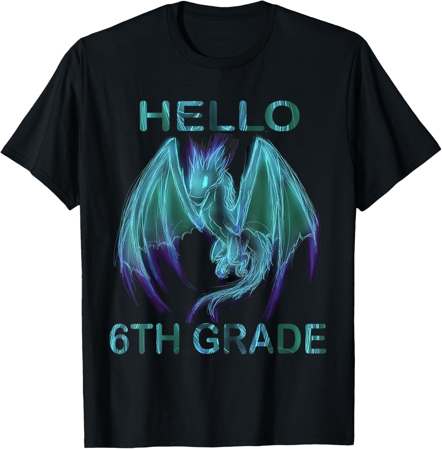 Hello 6th Grade Dragon T-Shirt - T-Shirt | Black