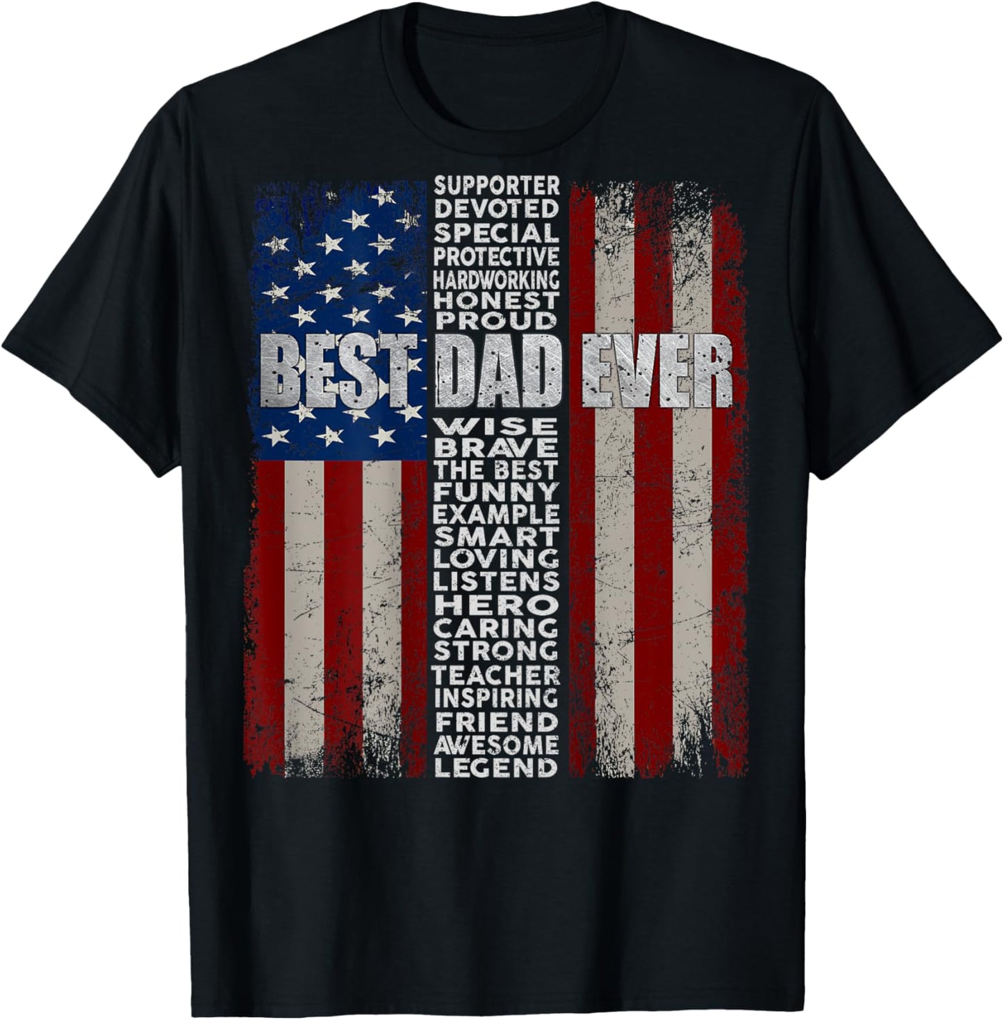 Dad American Flag Father's Day 4th of July Gift Father Daddy T-Shirt - T-Shirt | Black