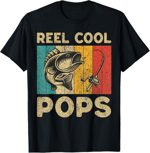 Father's Day Present Funny Fishing Reel Cool Pops T-Shirt - T-Shirt | Black