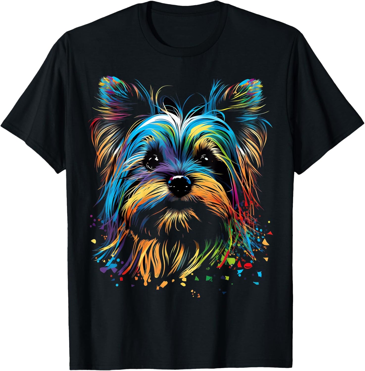 Colorful Yorkie Yorkshire Terrier Dog Face Painting Black Women Kids T-Shirt - T-Shirt | Black