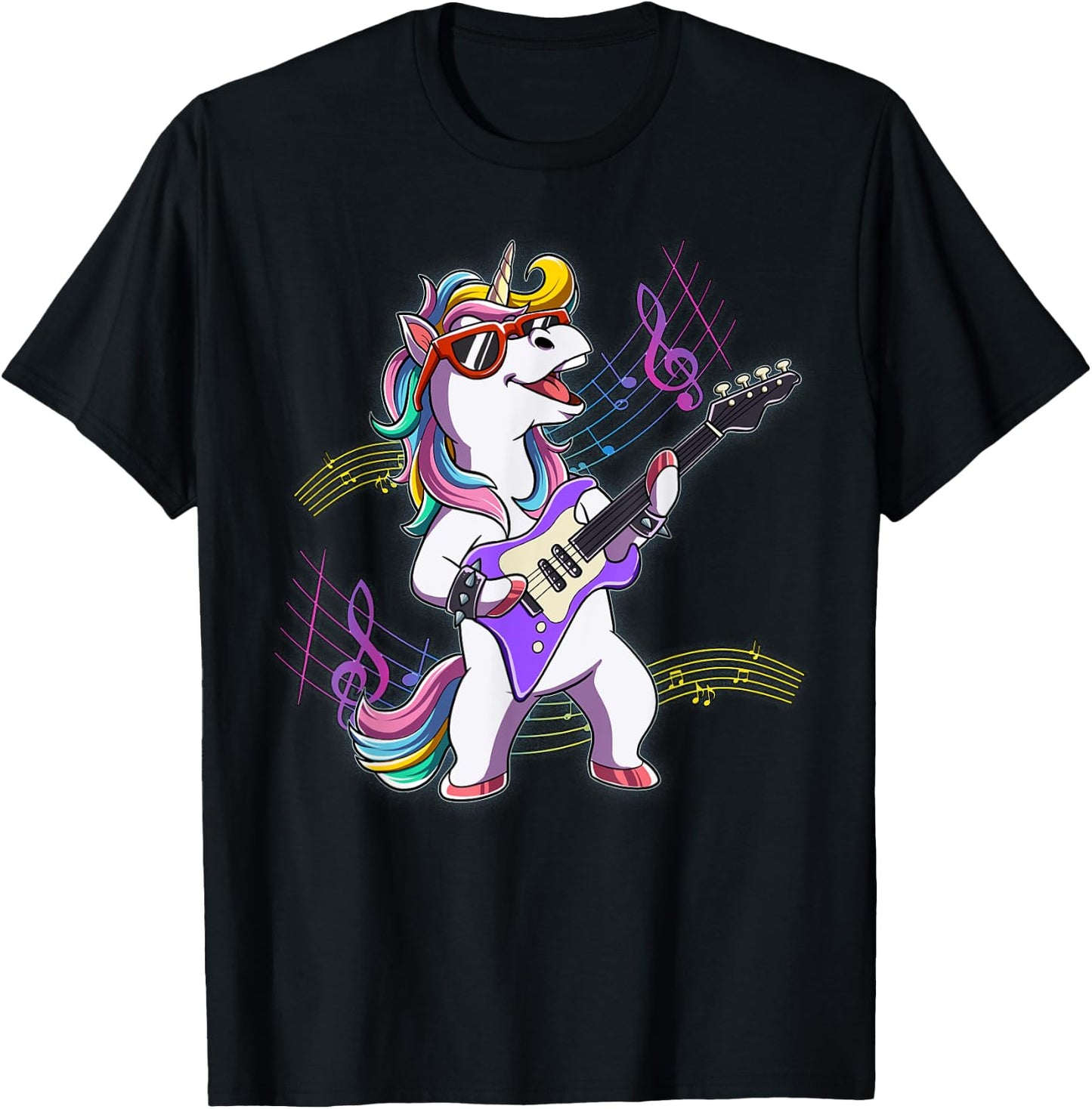 Unicorn Guitar Rockstar T-Shirt - T-Shirt | Black