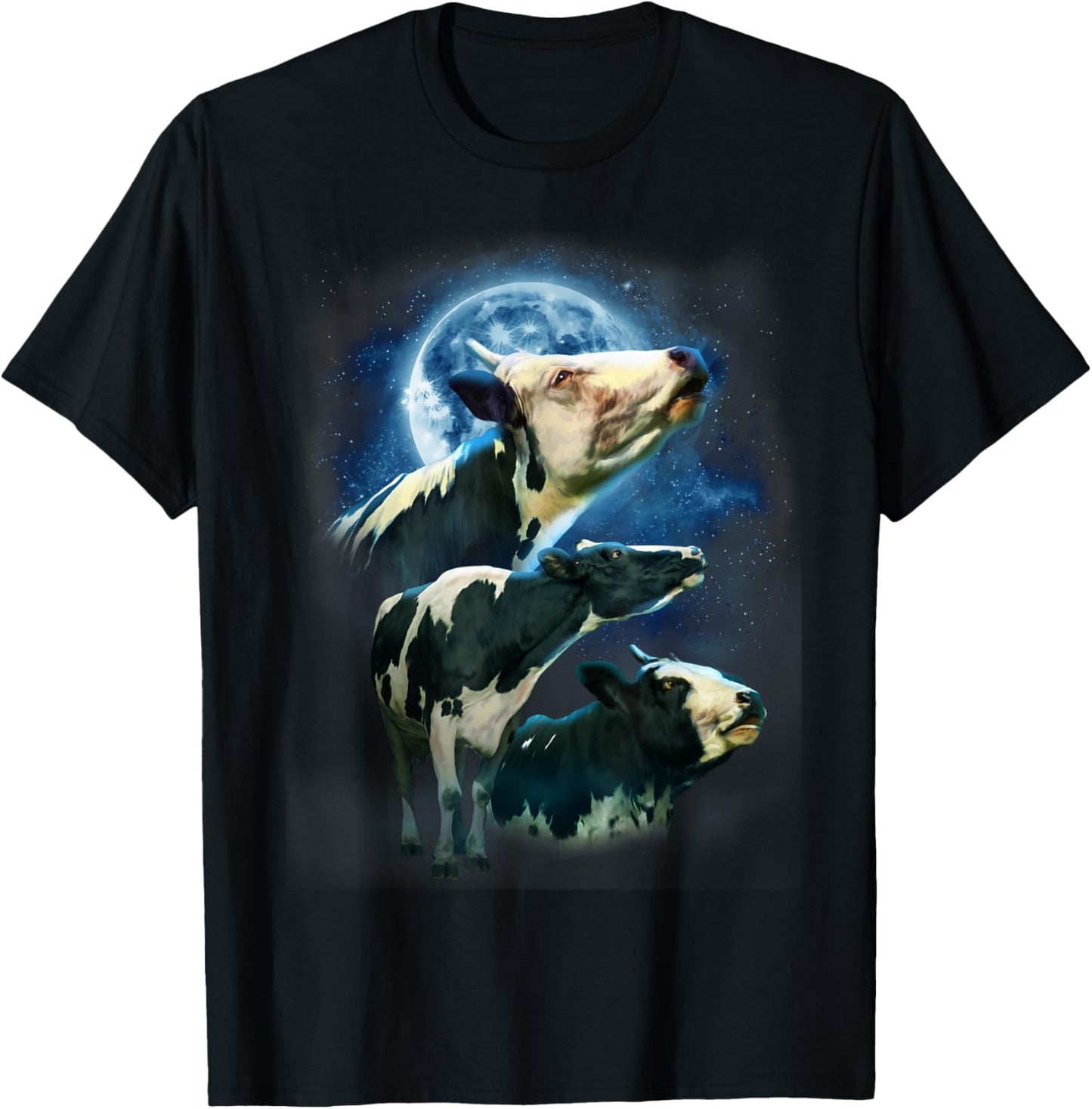 Funny Cow Shirt - Funny Cows Howling at the Moon T-Shirt - T-Shirt | Black
