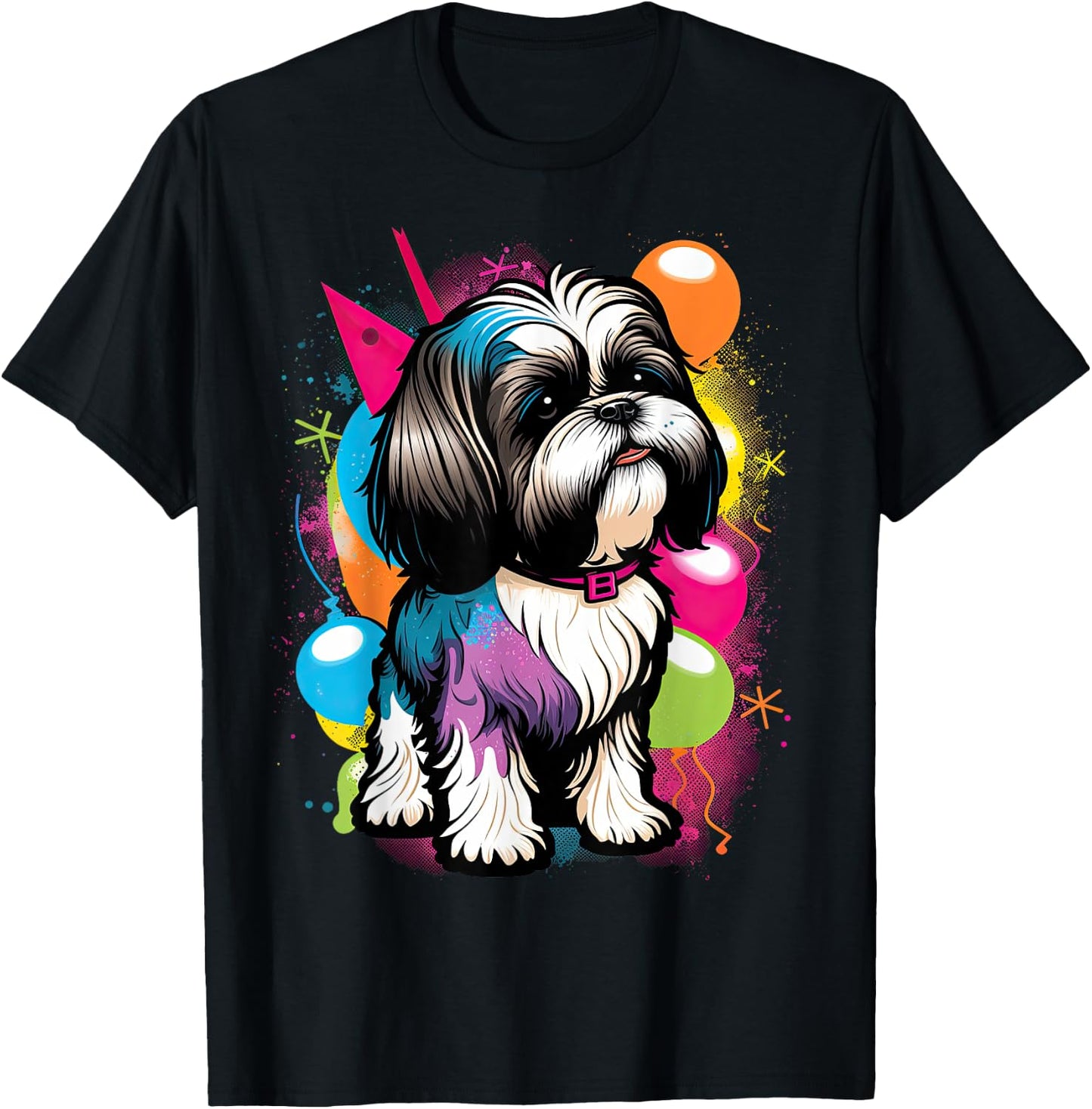 Shih Tzu Dog Birthday Party Themed Women T-Shirt - T-Shirt | Black