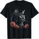 Cat Art Flowers - Pet Cat Motif Animal Cat T-Shirt - T-Shirt | Black
