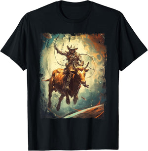 Space Rodeo Cowboy Western Southern Bull Riding T-Shirt - T-Shirt | Black