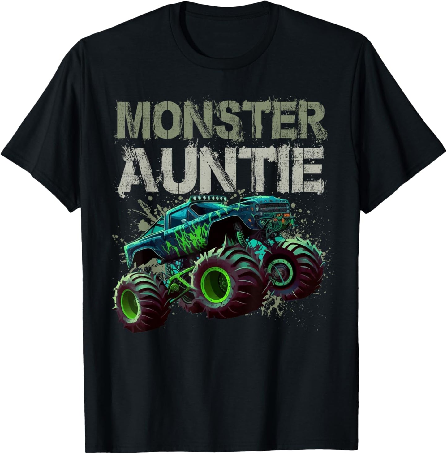 Monster Truck Auntie Family Matching Monster Truck Lovers T-Shirt - T-Shirt | Black